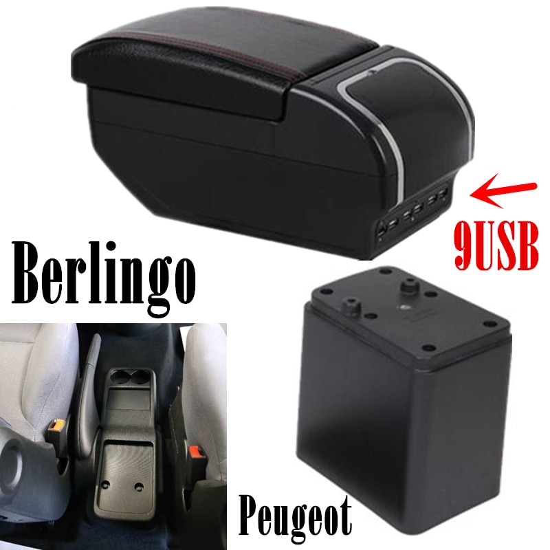 Boîte accoudoir Double couche, accessoires de voiture pour citroën Berlingo/Peugeot Partner , rechargeable