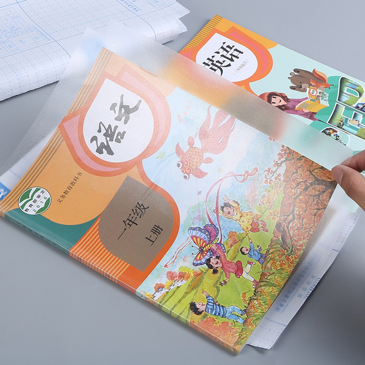 10Pcs Transparent Book Cover Textbook Cover Self-adhesive Book Cover for Student