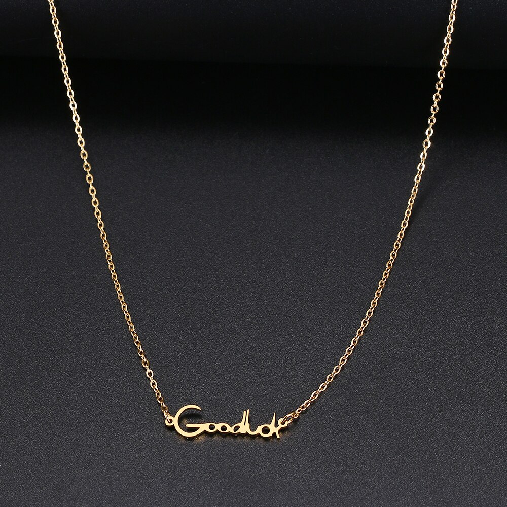 Collane in acciaio inossidabile lettera GoodLuck ciondolo catena collana di moda per gioielli da donna amici per feste regali per ragazza fortunata 1 pz