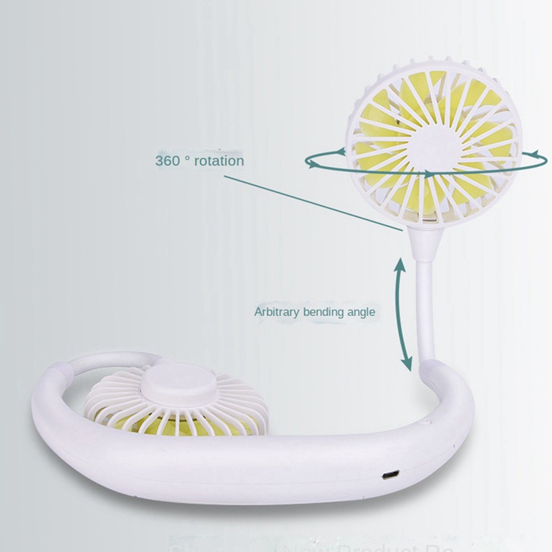 Neck Fan Portable USB Rechargeable Fan Personal Fan Wearable with Dual Heads for Travel Outdoor Office
