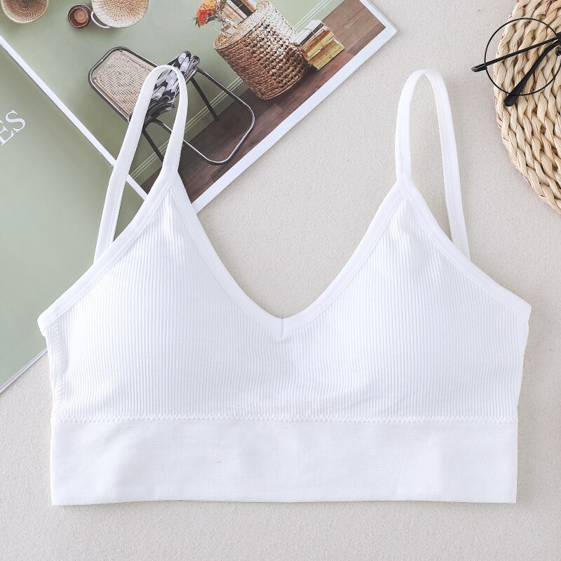 Tidan Sports Tee Bra Women Seamless Female Streetwear Workout Running Bras Strap Wrapped Breathable Sports Bra Underwear: white