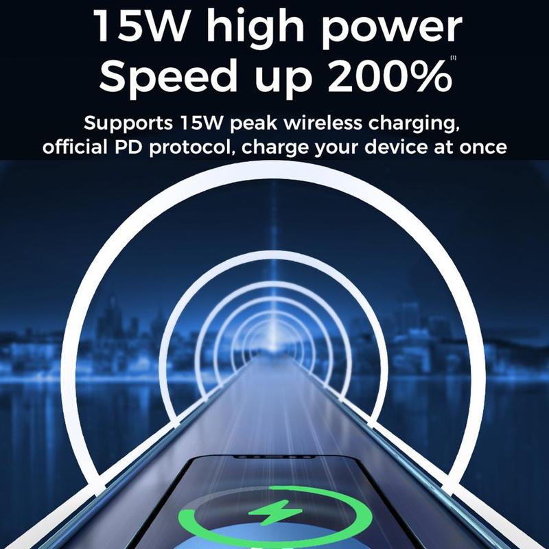 15W Magnetic Wireless Charger - For iPhone, Fast Qi Charging Pad - Compatible with Samsung