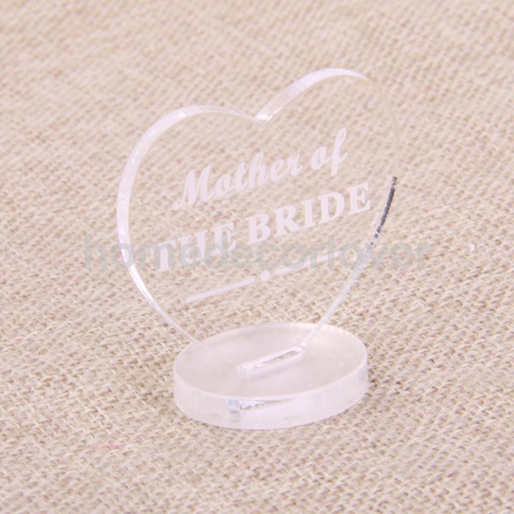 Wedding Table Decorations - Acrylic Heart Name Plaques Mother of the Bride