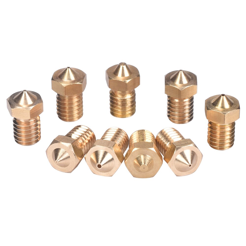 5Pcs 3D Printer Parts V6&V5 J-Head brass nozzle extruder nozzles 0.2/0.25/0.3/0.4/0.5/0.6/0.8/1.0 mm For 1.75/3.0mm filament