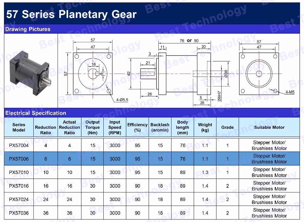 Nema23 Motor- Planeten Untersetzung 1:6 planeten getriebe 57mm Motor- geschwindigkeit minderer planeten getriebe Hohe Drehmoment
