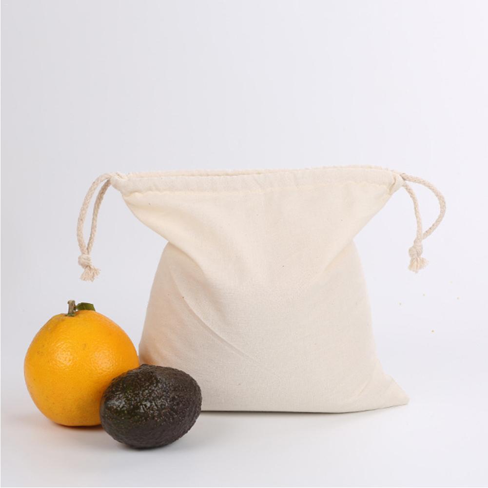 Drawstring Cotton Woven Storage Bag Shopping Bags For Bread Fruit Cereals Vegetable