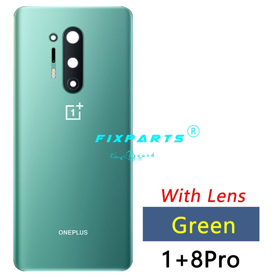 Copribatteria originale Oneplus 8 vetro posteriore One Plus 8 custodia porta posteriore sostituzione coperchio batteria Oneplus 8 Pro con adesivo: Green (8 Pro)