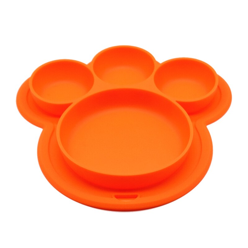 Oor Poot Peuter Plaat Draagbare Baby Platen Voor Peuters En Kinderen Bpa-vrij Vaatwasser En Magnetron Veilig Siliconen Placemat: Oranje