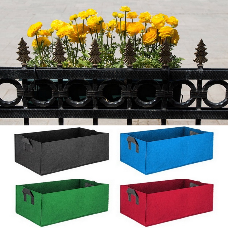 1 stk firkantet hage blomst vokse pose fortykket ikke-vevd plante stoff potte med håndtak grønnsak blomster planter plante pose #9 ^ 1