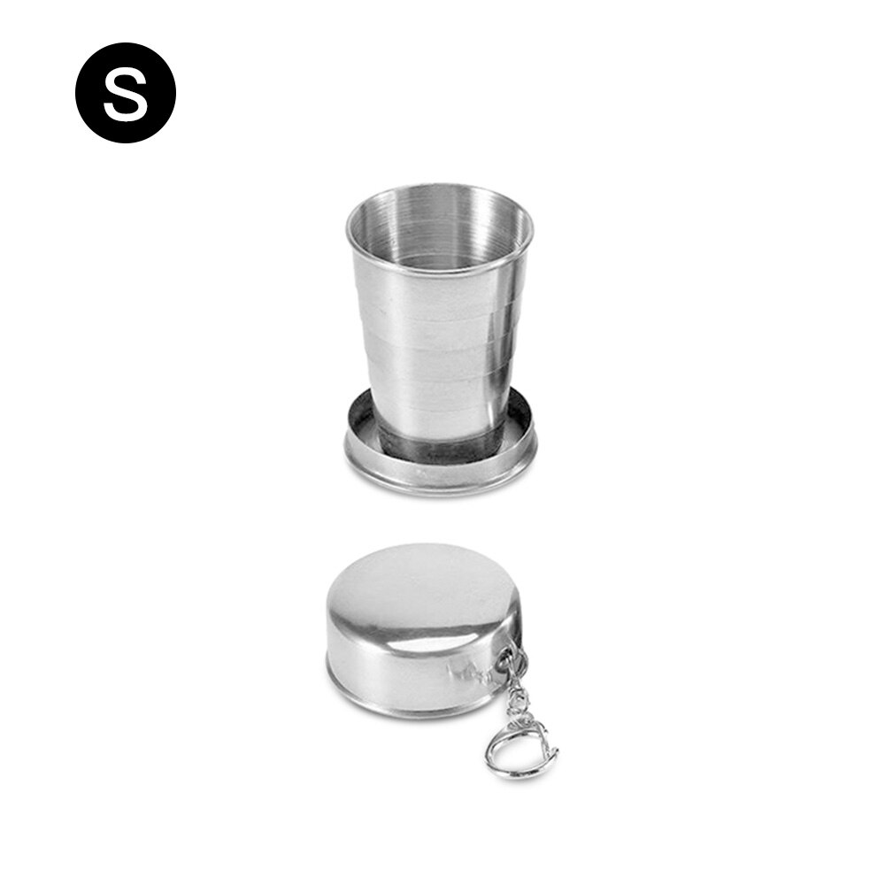 50Ml/65Ml/75Ml Rvs Folding Cup Draagbare Outdoor Reizen Camping Telescopische Cup Met Sleutelhanger water Koffie Handcup: S