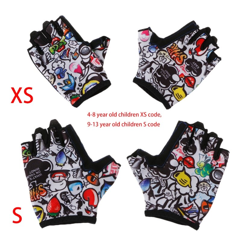 Kids Gloves Half Finger Breathable Skate Riding Anti Slip Outdoor Gloves children
