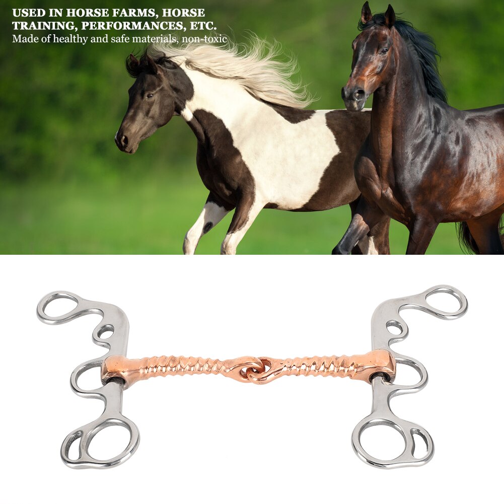 Stainless Steel Horse Snaffle Training Snaffle Bit Equestrian Equipment Supplies Stainless Steel Threaded Copper Rod Horse Bit