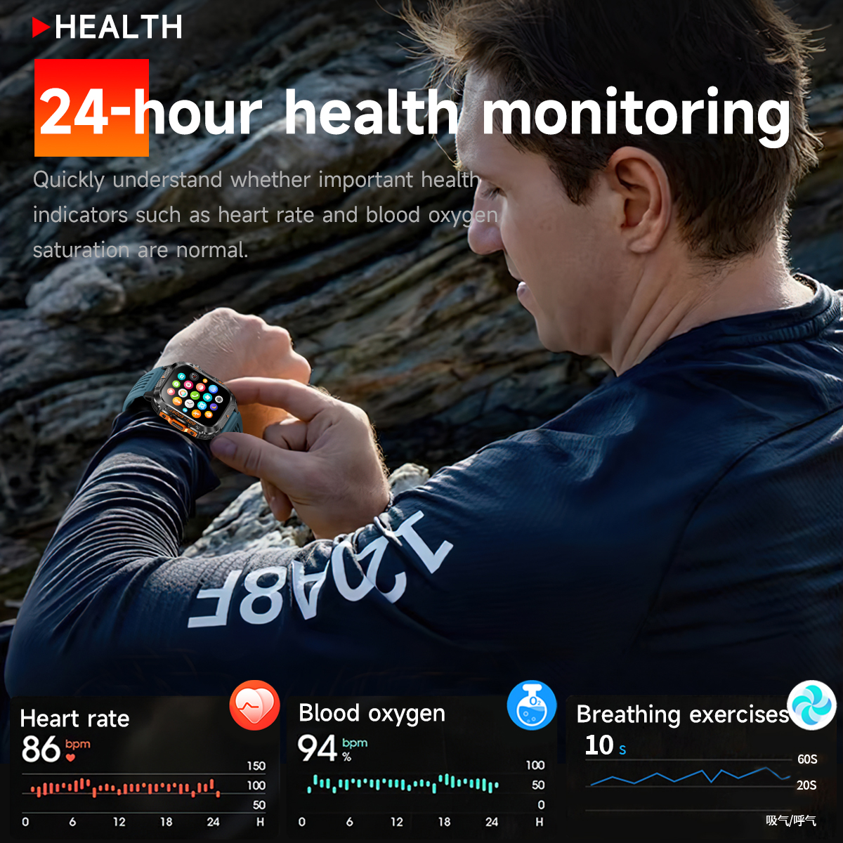 Nuovo accorto guarda costruito-in GPS a doppia frequenza Chiamata senza fili 3ATM Torcia portato impermeabile Bussola sport tutto'aria aperta da uomo Smartwatch