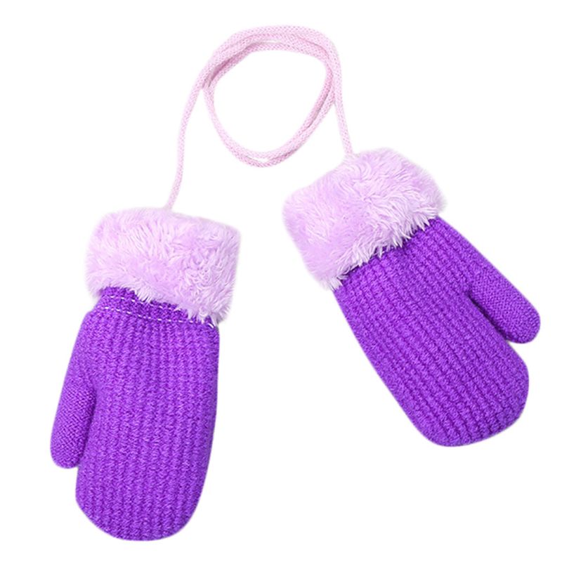 Gants tricotés en plein air | Gants d'hiver pour bébé garçon fille, gants chauds à corde: VIOLET