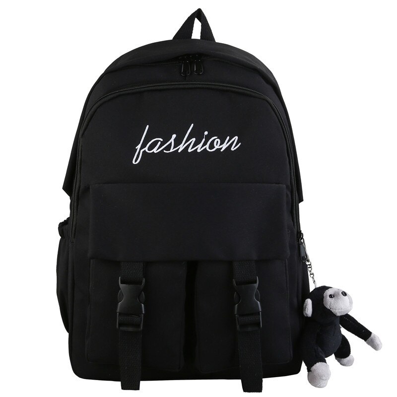 Mochila escolar para chica adolescente, bolso de libro de nailon azul, mochila para estudiantes, a la , novedad de: Black