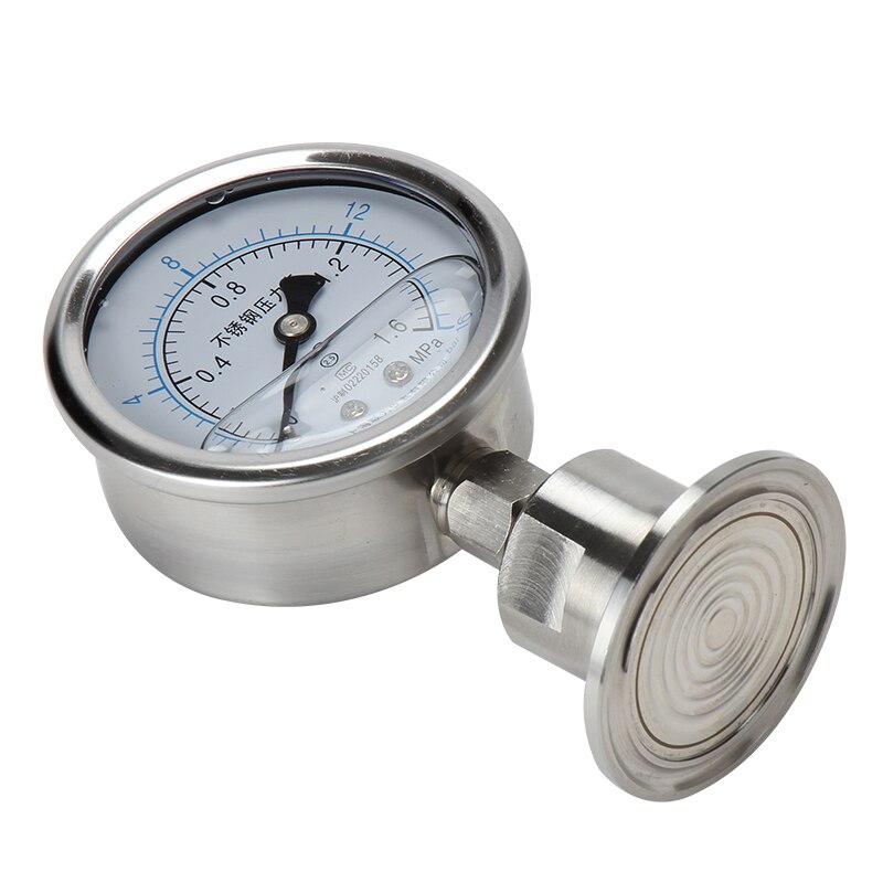Manometer Tri Clamp Diaphragm Pressure Gauge SS304 Stainless Steel Body SS316 Diaphragm