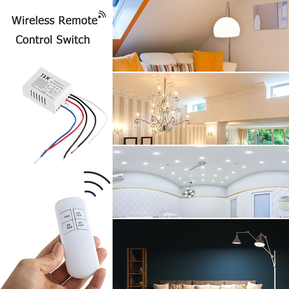 Light Kitchen Bedroom Hospital 110V 220V Wireless Lamp Remote Control Timer Switch Transmitter Receiver for UVC