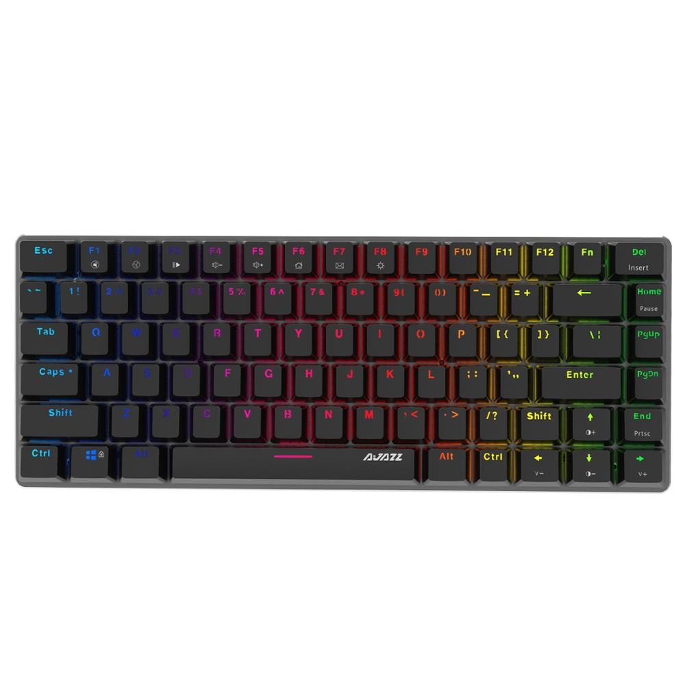 Ajazz AK33 klawiatura mechaniczna 82 klawiatura anty-ghosting klawiatura do gier niebieski/czarny przełącznik Gamer PC podświetlenie do laptopa niebieski biały RGB: Black3 RGB Alloy / Czarny Przełącznik