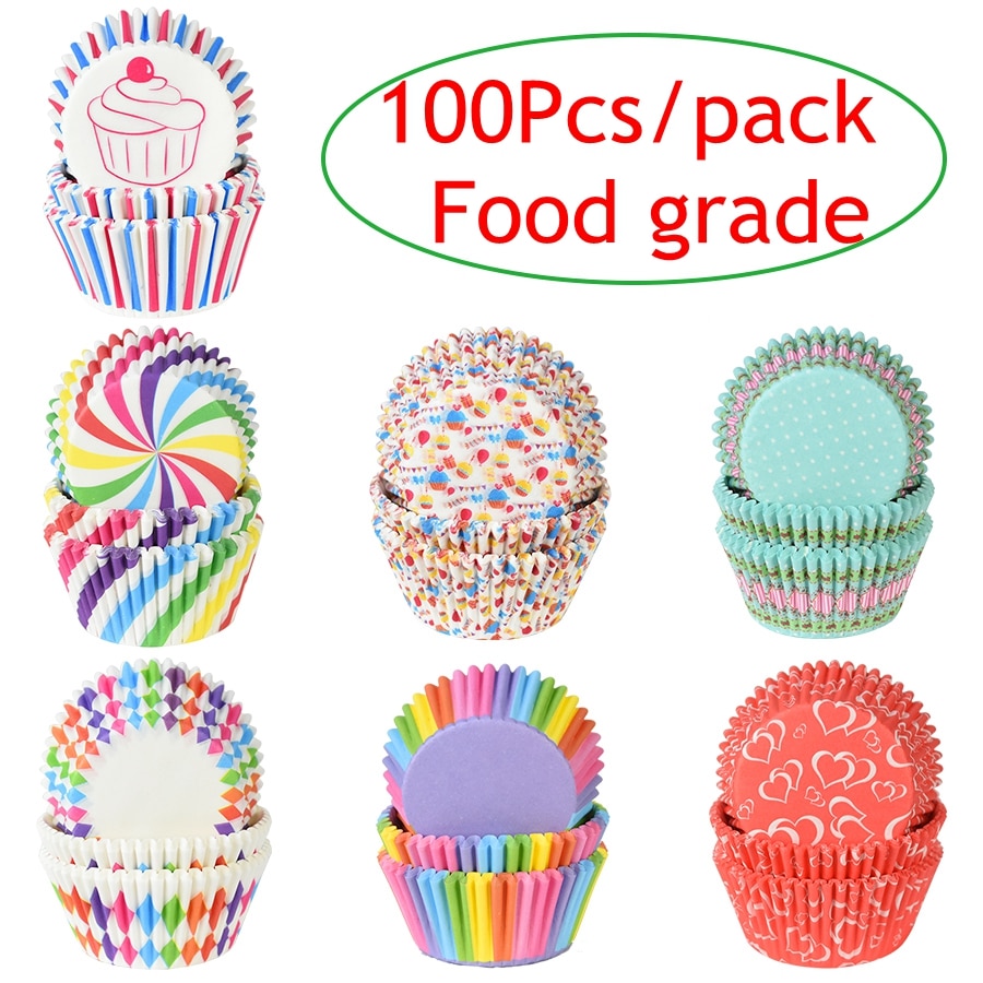 Emballage de gâteaux en papier, 100 pièces, tasses à Muffin, fête, bricolage, cuisine, lieu de cuisson, moule Cupcake, Dessert, boîte étanche à l&#39;huile de 7cm