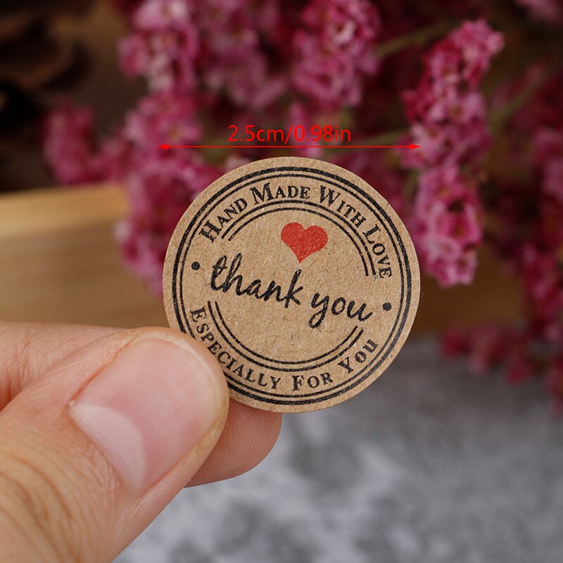 500 Handmade With Love Stickers Scrapbooking Hand Made Handmade Label Wedding Stickers Adhesive Sticker Kraft Round Labels
