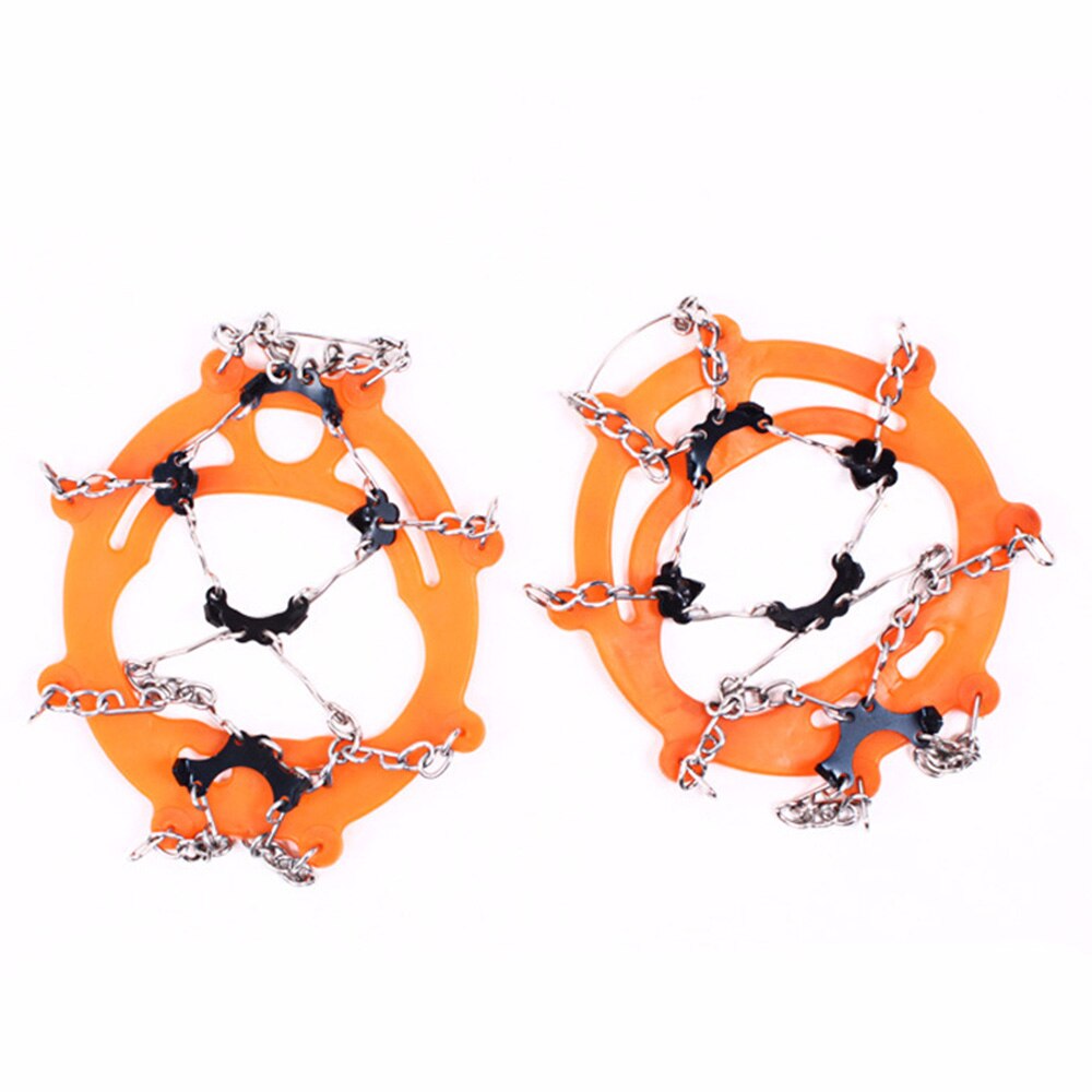 Pinzas de hielo con dientes de acero para escalada, botas antideslizantes, tacos de agarre, equipo de esquí al aire libre, 1 par: Orange 8 teeth