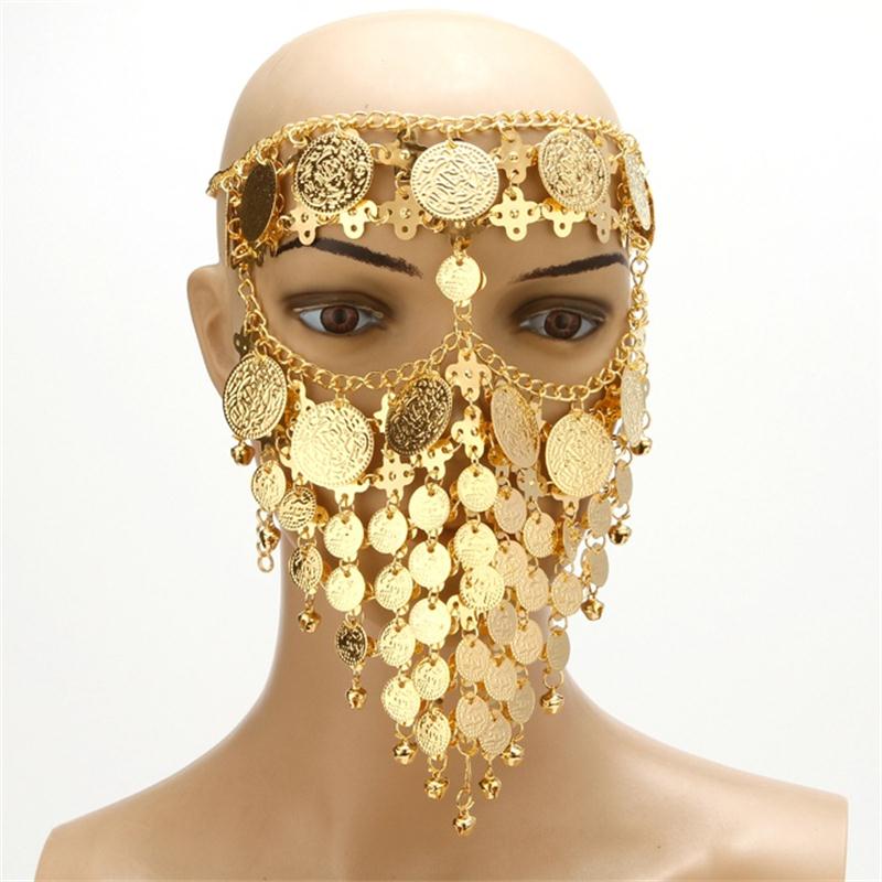 Masques de mariée de luxe pour mariage, masque facial en métal de danse indienne, masque de scène et boîte de nuit,