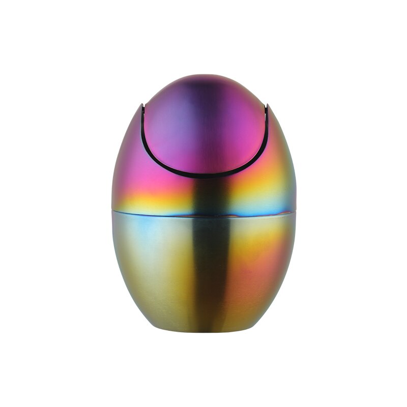 Cute Desktop Mini Flip Garbage Storage Bucket Office Household Stainless Steel Desk Waste Container Bucket Countertop Trash Can: rainbow