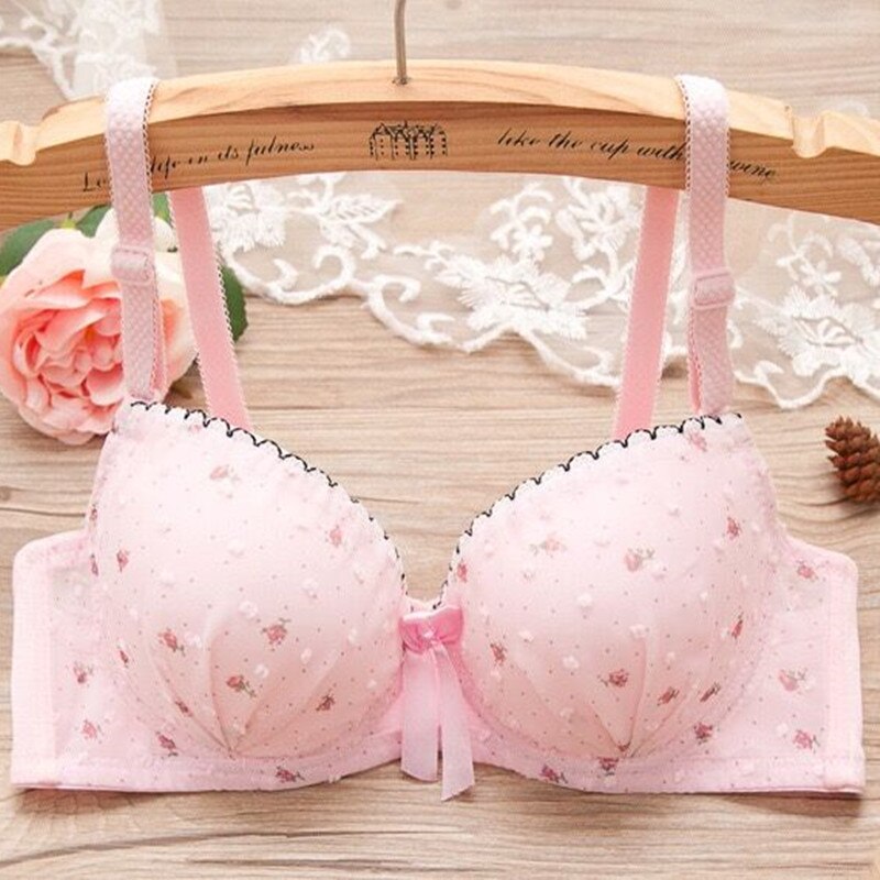 Puberty-Conjunto de ropa interior de algodón con lunares para niñas, sujetador de pecho pequeño, ropa interior para adolescentes