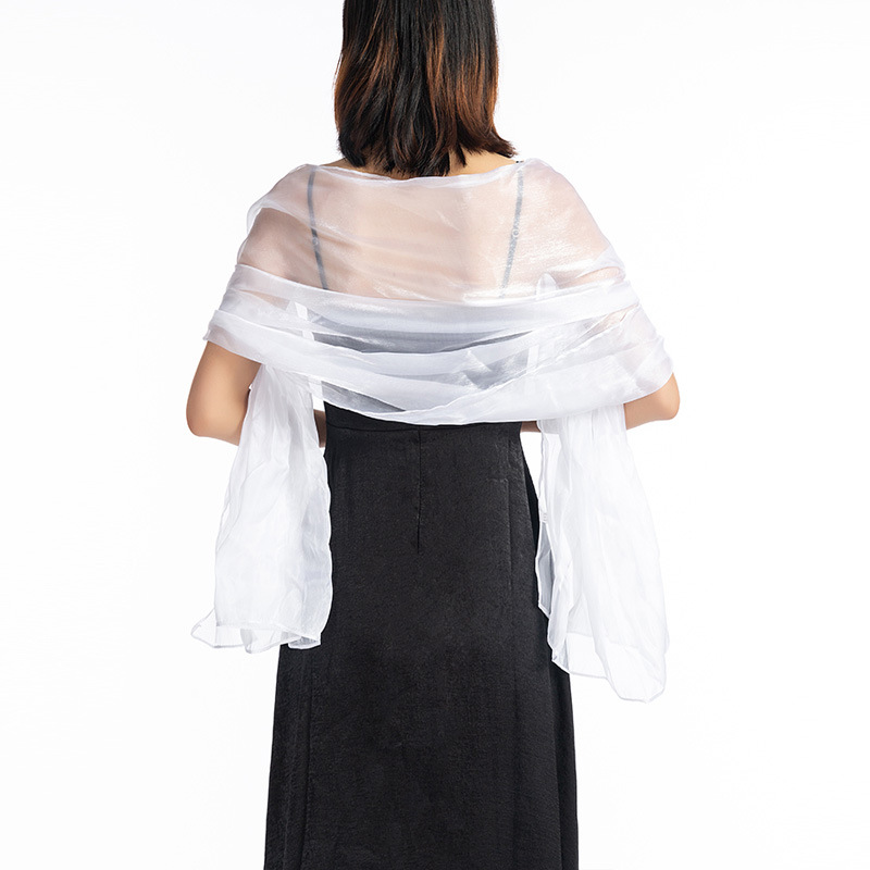 Bryllup sjaler og vikler 170*70 mørkegrå fest aftenkjole bryllup wrap bolero cape sjal ren farve langt tørklæde: Hvid