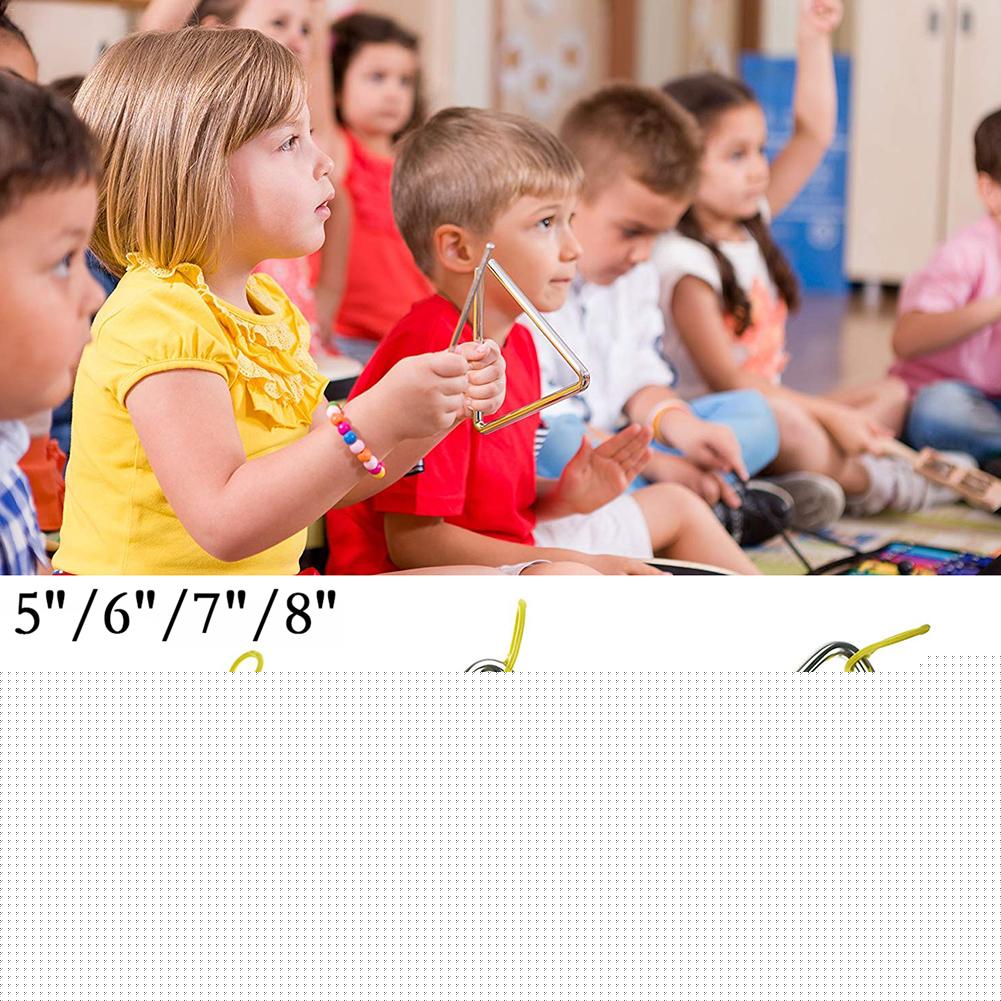 1Pc triángulo Orff instrumentos musicales banda de percusión Musical educativo Triangolo para los niños/4/5/6/7/8/pulgadas con los huelguistas