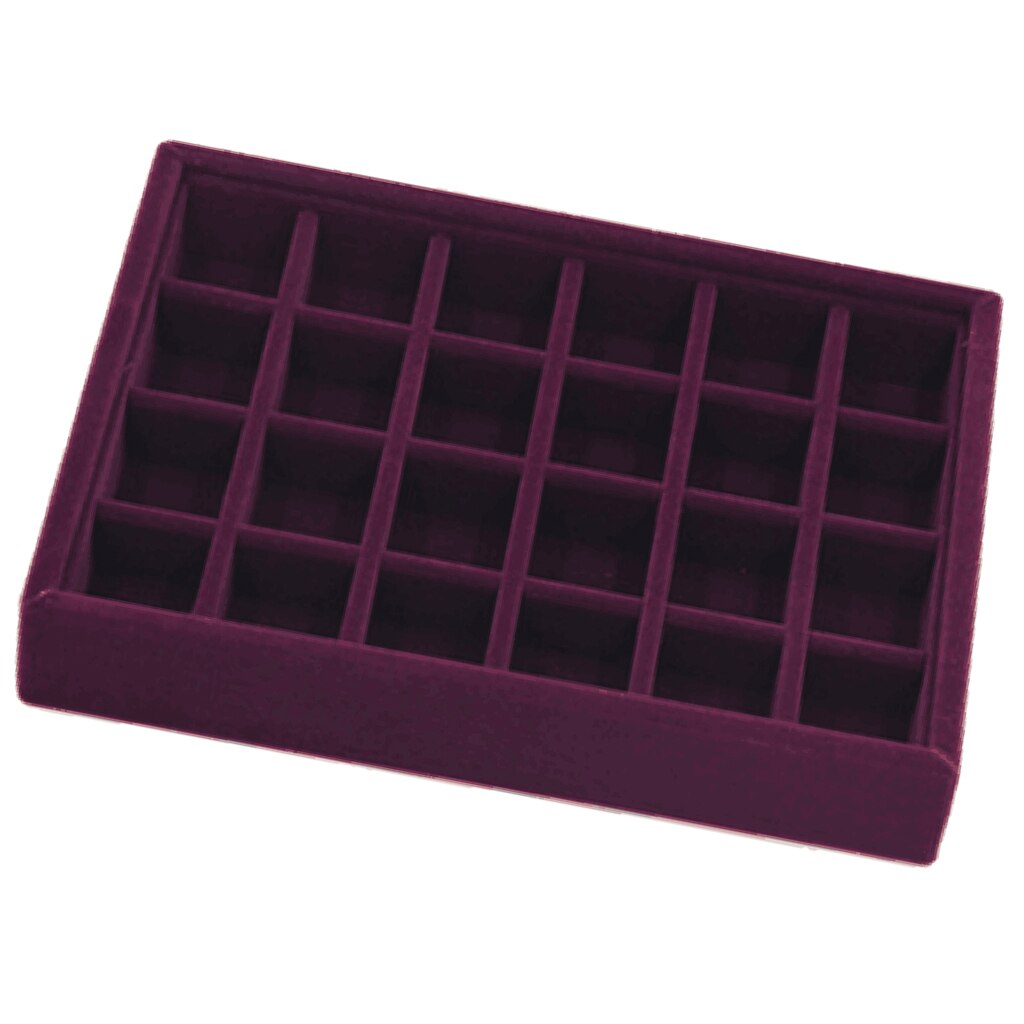 Elegante Lila Samt Stapelbar Schmuck Display Tray Fall Halter Organisatoren: 24 Grids