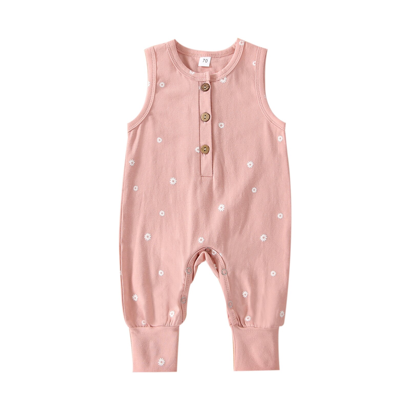 Baby-strampler für mädchen und jungen, sternenmuster, ärmelloser Overall mit rundhalsausschnitt und knöpfen, für Höhle sommer ( ab , 0-18 monaten): Rosa / 18m