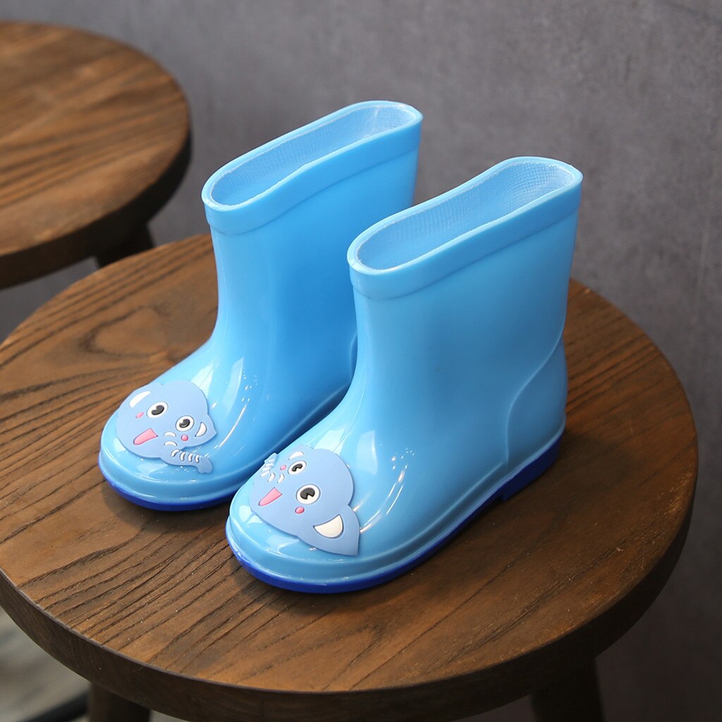 Neue Kleinkind Stiefel Kinder Kinder Regen Shose Jungen Mädchen PVC Nicht-slip Gummi Stiefel Galoschen Cartoon Tiere Wasserdichte Schuhe: Blue / US 12