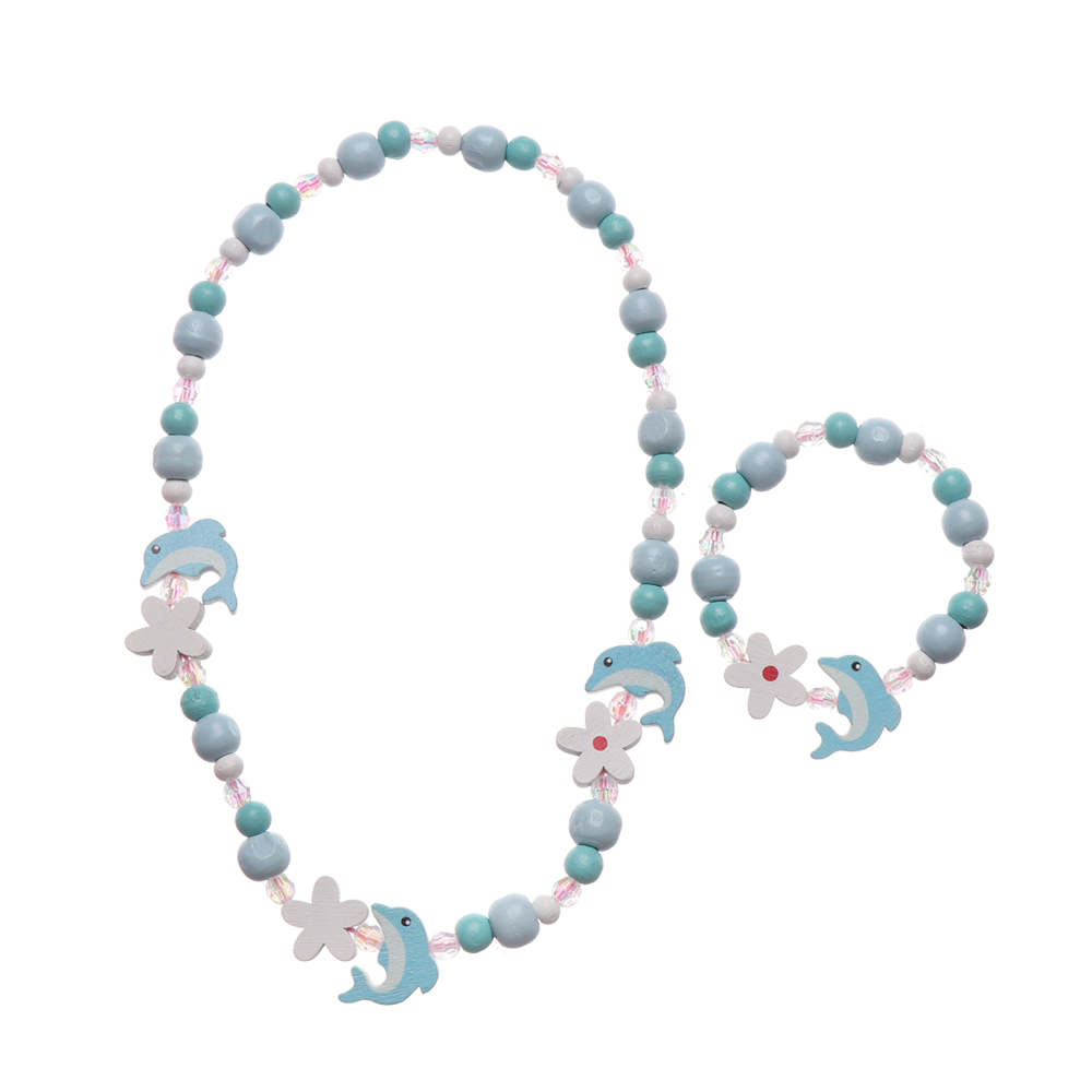 1 sæt pige perler legetøj halskæde armbånd sommerfugle blomster børn håndlavet halskæde tilbehør prinsesse smykker børn: En delfin