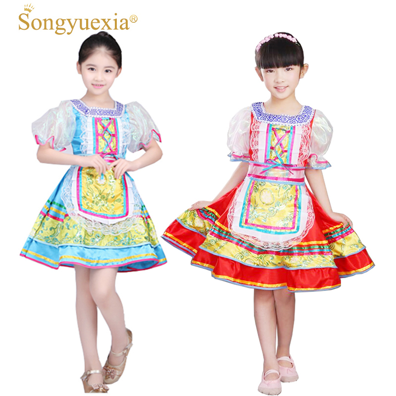 SONGYUEXIA disfraz de actuación nacional rusa para niños vestido de danza popular china para niñas vestido de princesa de danza moderna