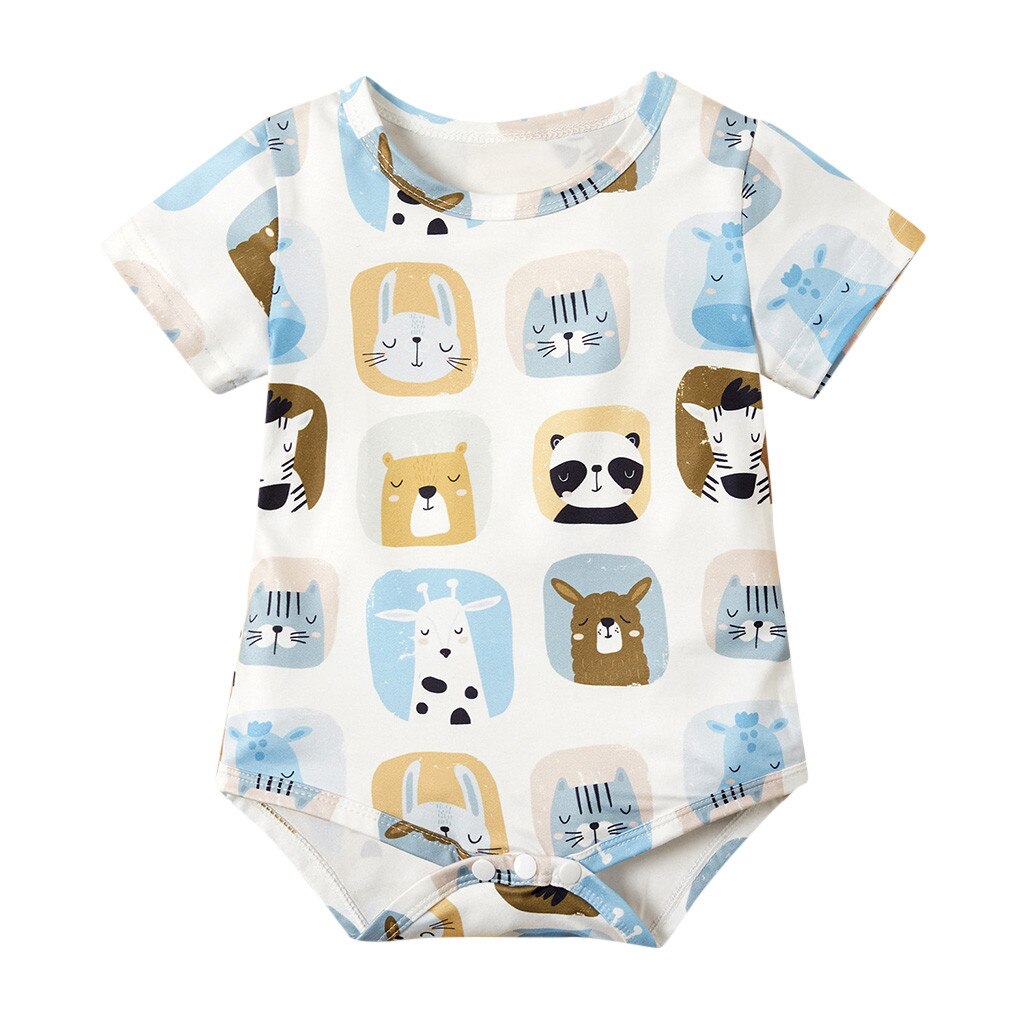 Zomer Baby Body 100% Katoen Baby Body Korte Mouw Kleding Soortgelijke Jumpsuit Cartoon Gedrukt Baby Boy Girl Body: 12-18M