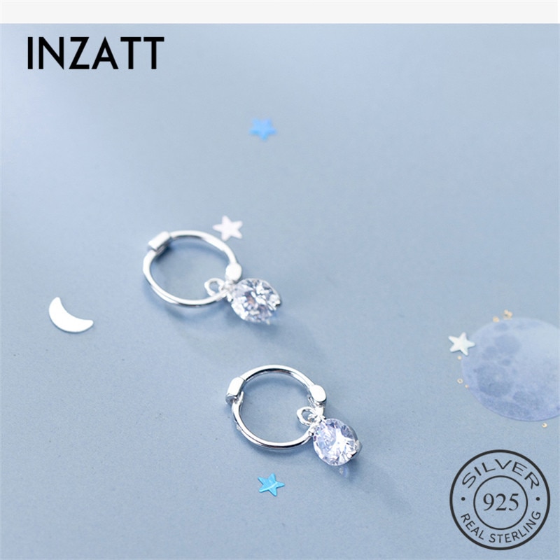 INZATT 100% 925 Sterling Silber Böhmen Geometrische Runde Zirkon Hoop Ohrringe Für Frauen Partei EDLEN Schmuck Zubehör