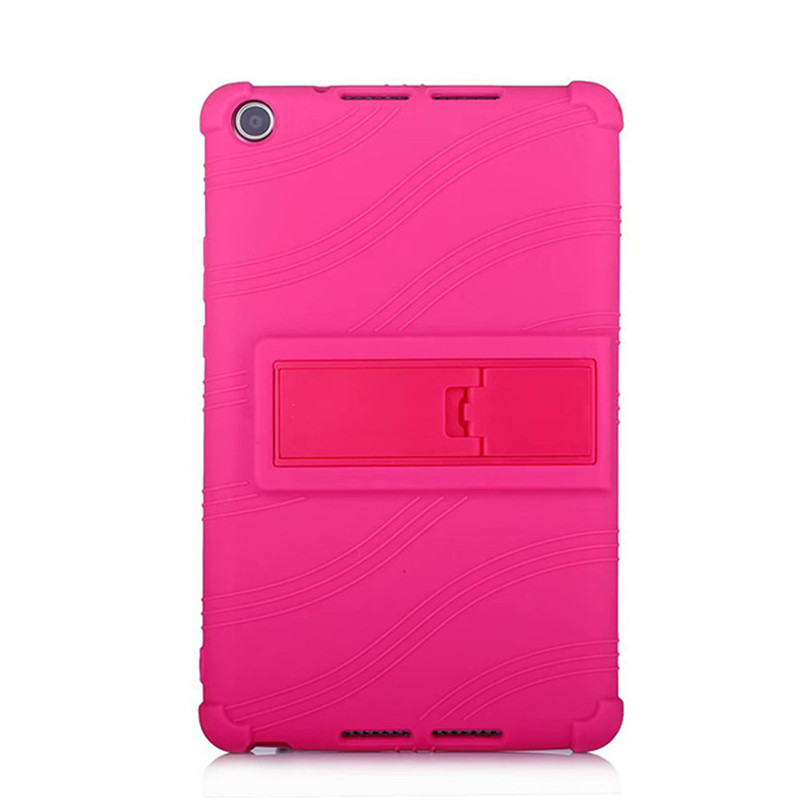 Silicone Soft Back Case for Huawei Mediapad M5 Lite 8.0 inch Tablet Holder Stand Cover For Honor 5 8.0" Honor pad 5 8" Capa+Pen: Rose Red