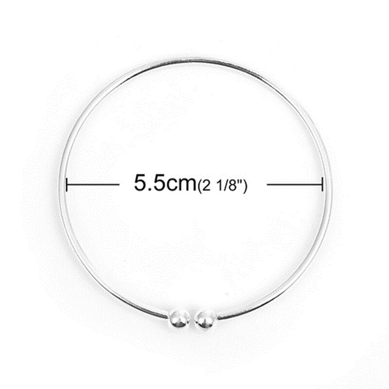 DoreenBeads Eisen Legierung Auf Offene Manschette Armreifen Armbänder Kreis Ring Silber Farbe Schmuck 18,5 cm (7 2/8") lange, 2 Stck