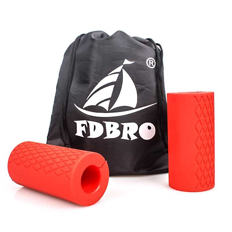 Fdbro 1 Paar Barbell Grips Halter Kettlebell Grip Dikke Bar Handgrepen Pull Up Gewichtheffen Ondersteuning Anti-Slip Bescherm Pad gratis: Red