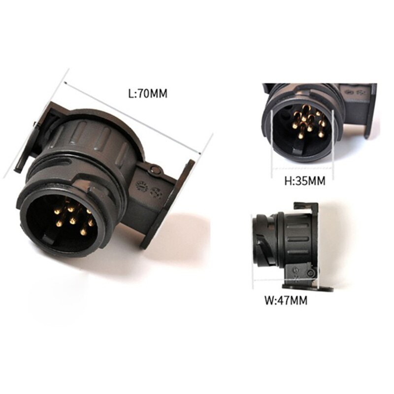 Tilhenger ledningsadapter 13 to 7- pins adapter svart frostet tilhenger ledningskontakt tilhengerplugg n type materiale tilhengerfeste tilhengerplugg