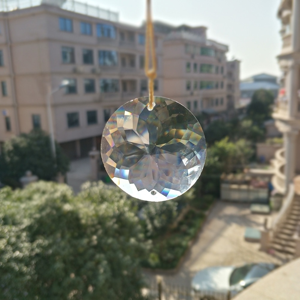 1pc bling suncatcher rund glas kunst sol charme krystal pendel hængende lampe prisme del gør-det-selv 45mm boligindretning
