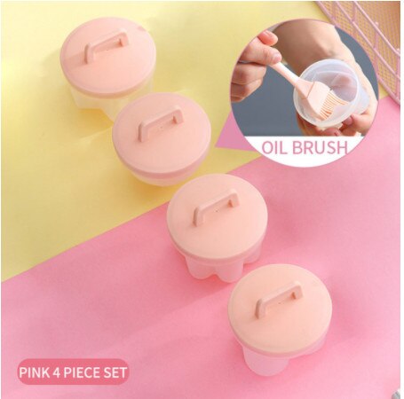4 Pcs/Set Cute Egg Boiler Plastic Egg Poacher Set Kitchen Egg Cooker Tools Egg Mold Form With Lid Brush Pancake Maker: Pink