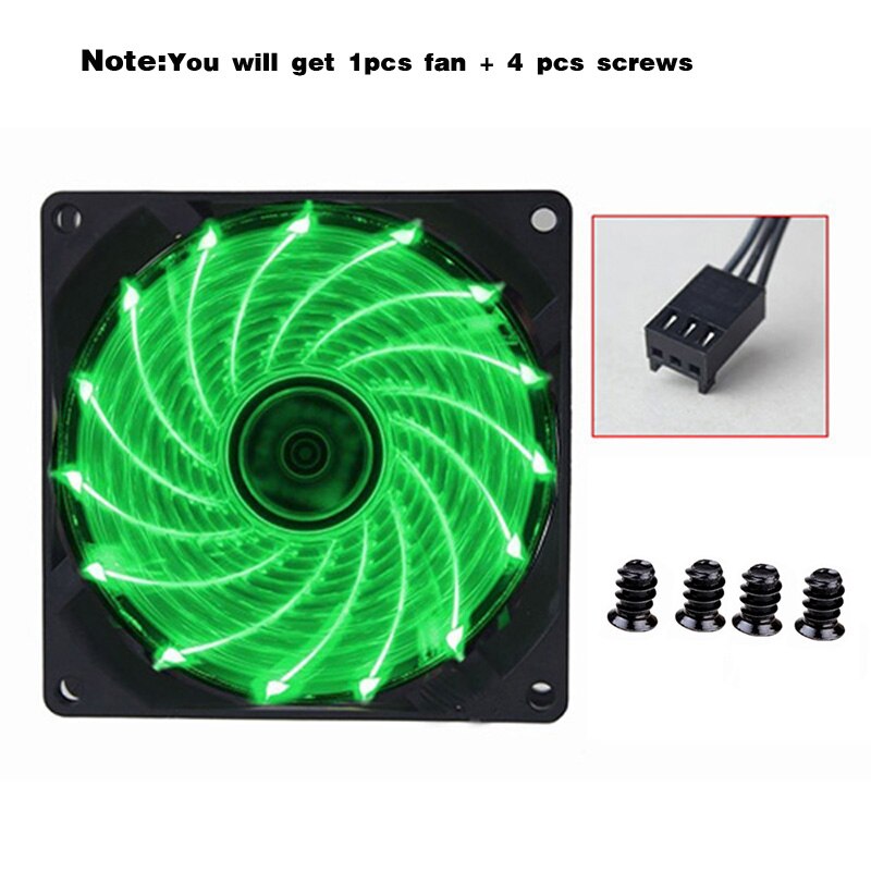 90mm LED Light 4PIN 3PIN PC Desktop Computer Case Cooling Cooler Fan 12V 9225 92x92x25mm GPU CPU Cooler Double Halo Light: 1PCS 9225Green-3PIN