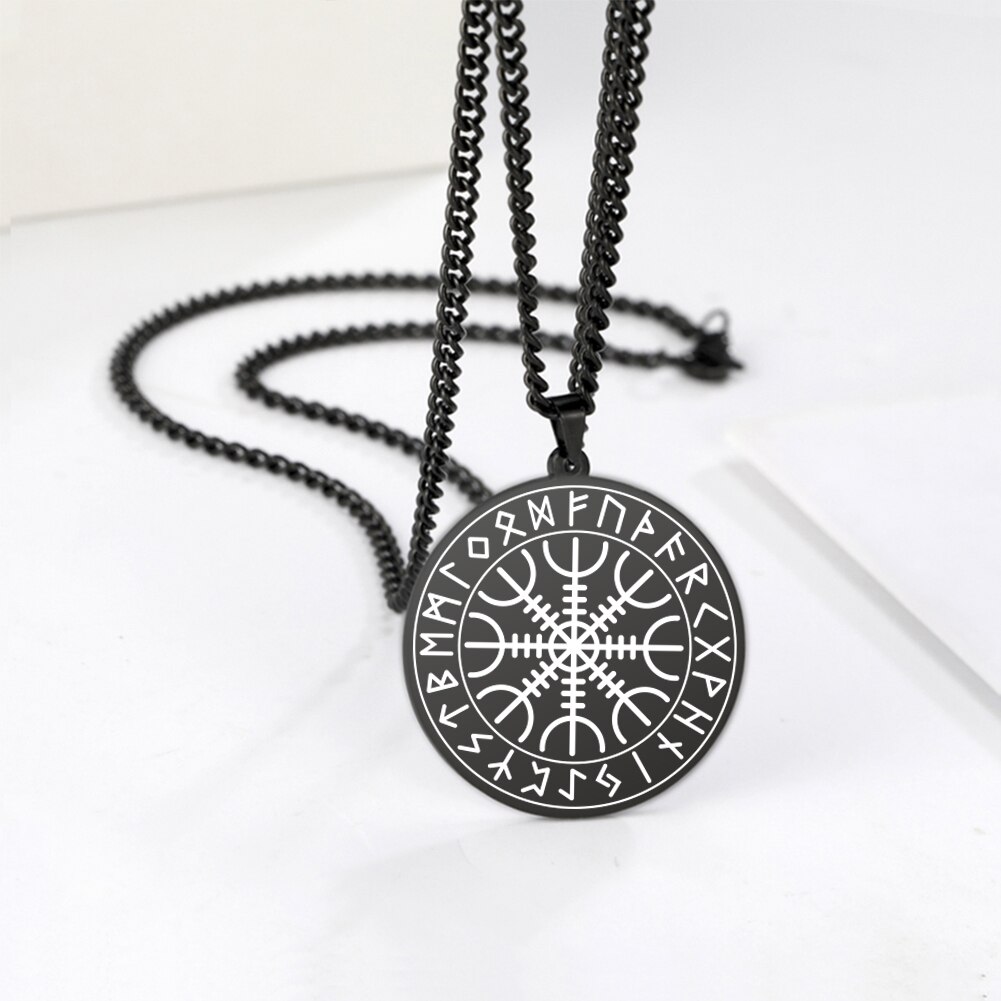 Wicca 7 Archanges Sceau Charme Colliers Hommes Femmes Witchcra Pentagramme Pendentif Surnaturel Amulette Magique Protection Talisman: 03 Black Necklace