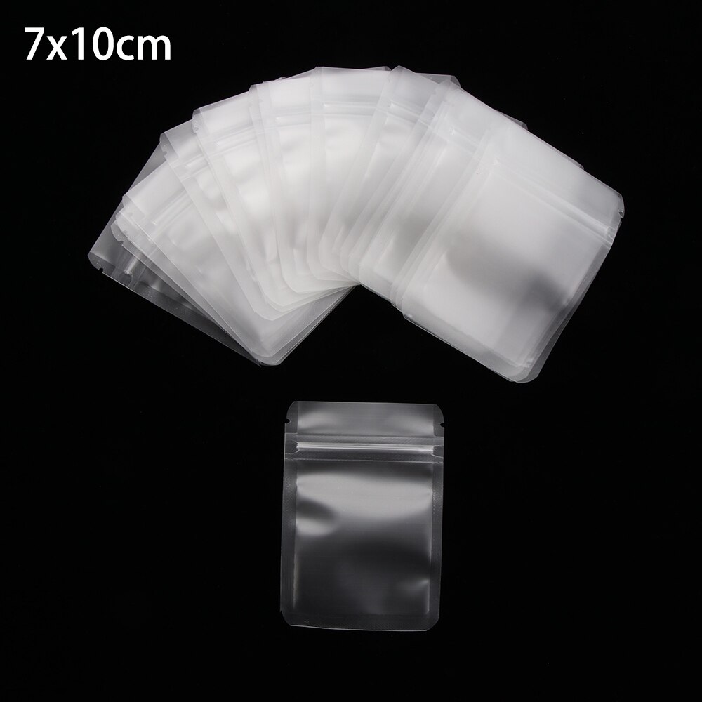 20Pcs Matte Transparant Rits Plastic Zak Aluminium Folie Hologram Voedsel Pouch Kleine Water Proof Rits Hersluitbare Zakjes 4Size: 7x10cm