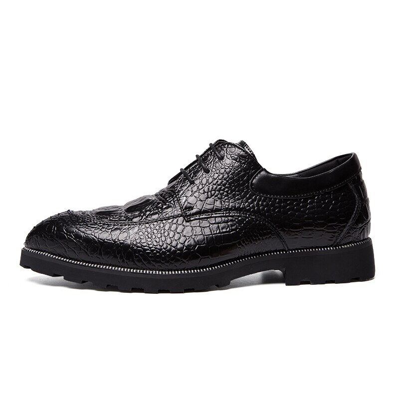 Ectique grande taille 38 ~ 47 automne Crocodile Brogue hommes Wingtip plate-forme chaussures en cuir homme formel en caoutchouc semelle Cowboy Vintage