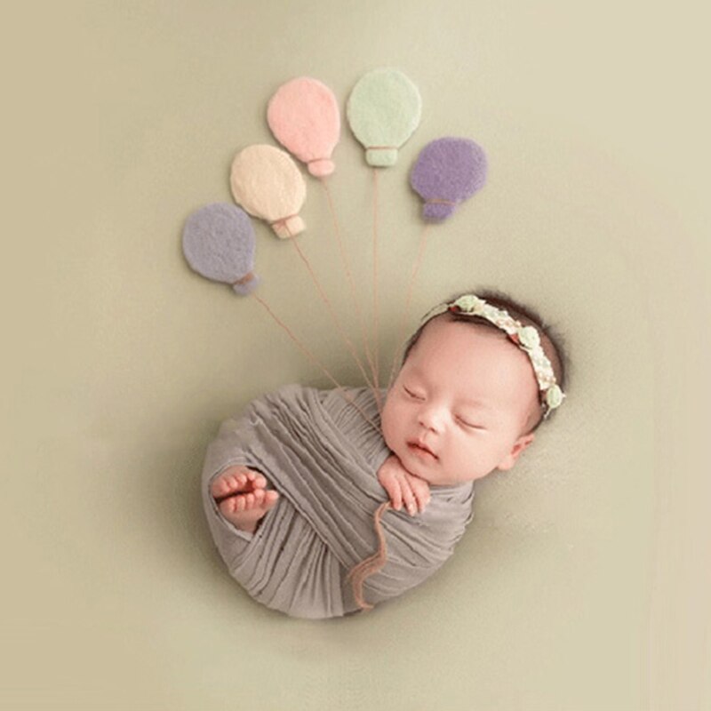 Baby Wolle Filz Ballon Wolke Sterne Mond Drachen Dekoration Neugeborenen Fotografie Stütze Q1FE