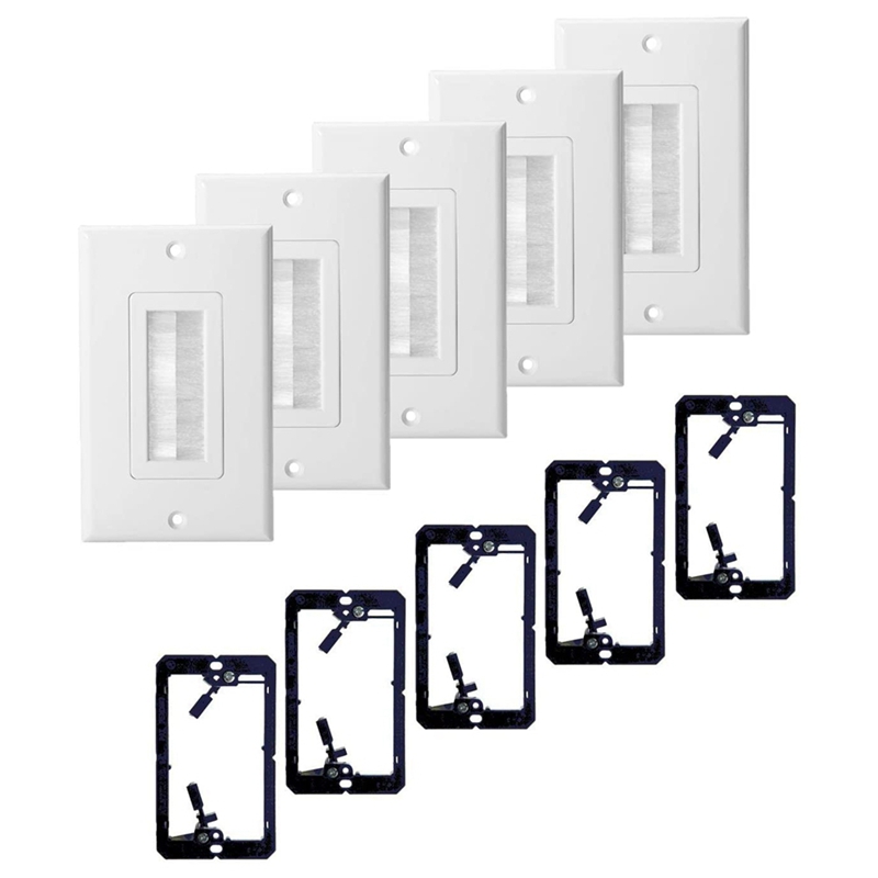 PATIKIL Brush Wall Plate - Cable Pass Through Panel Three Gang Black