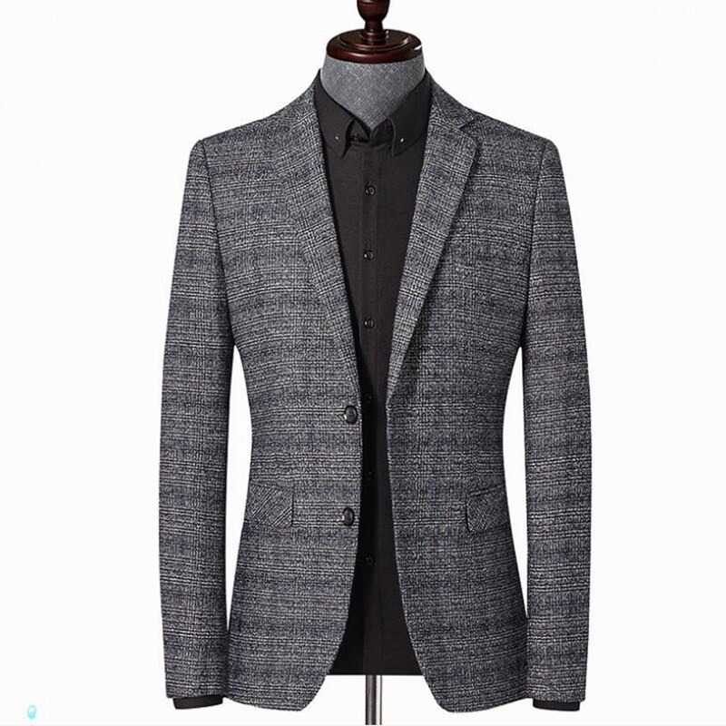Herre uld blazer stribet jakke blazer tweed blazer frakke business casual overfrakke herre blazer plus størrelse m -3xl 4xl